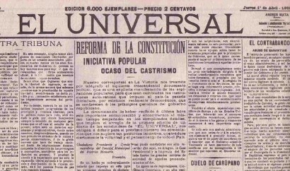 Imagen de la noticia: Un día como hoy, 1 de abril en la historia: 1909 En Venezuela, circula la primera edición del diario ‘El Universal’.