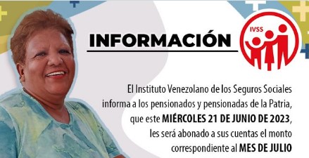 Imagen de la noticia: IVSS: Este miércoles 21 de Junio pagarán la pensión correspondiente al mes de julio
