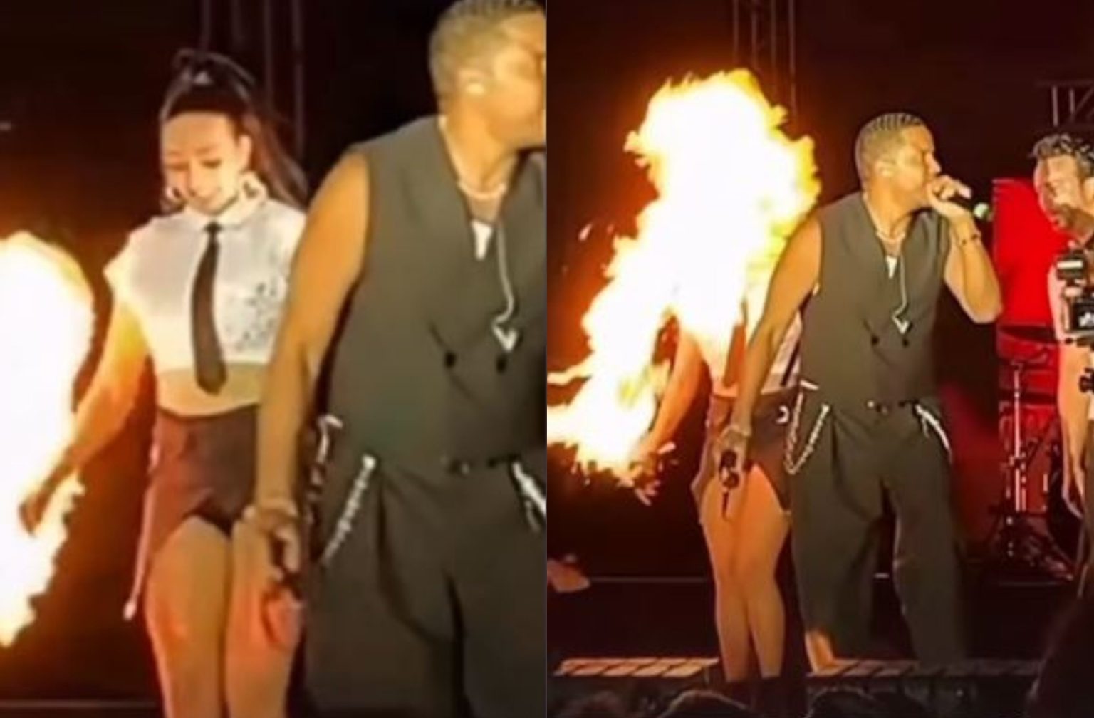 Imagen de la noticia: Bailarina de Ilegales sufre quemaduras en concierto por lanzallamas