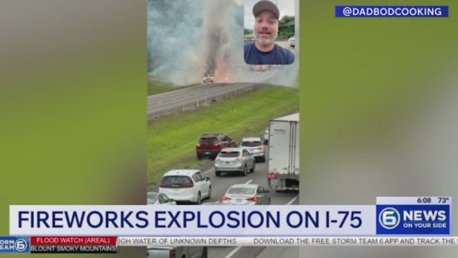 Camión cargado con fuegos artificiales se incendia en autopista de Tennessee